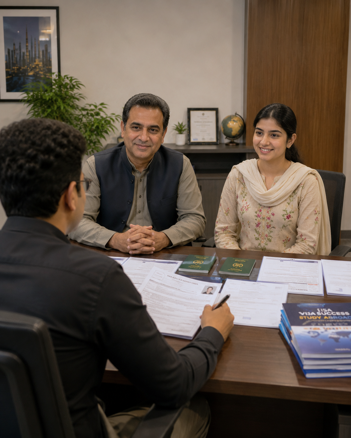 Immigration advisors reviewing visa routes with clients