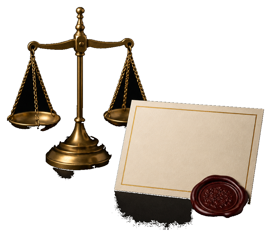Scales and sealed notice for the legal disclaimer