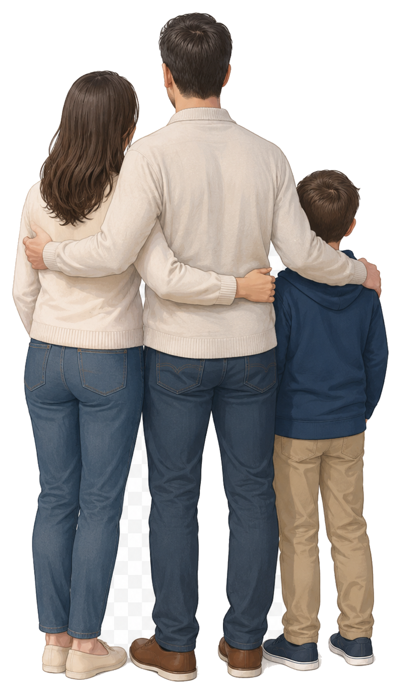 Family standing together for family and guardian visa support